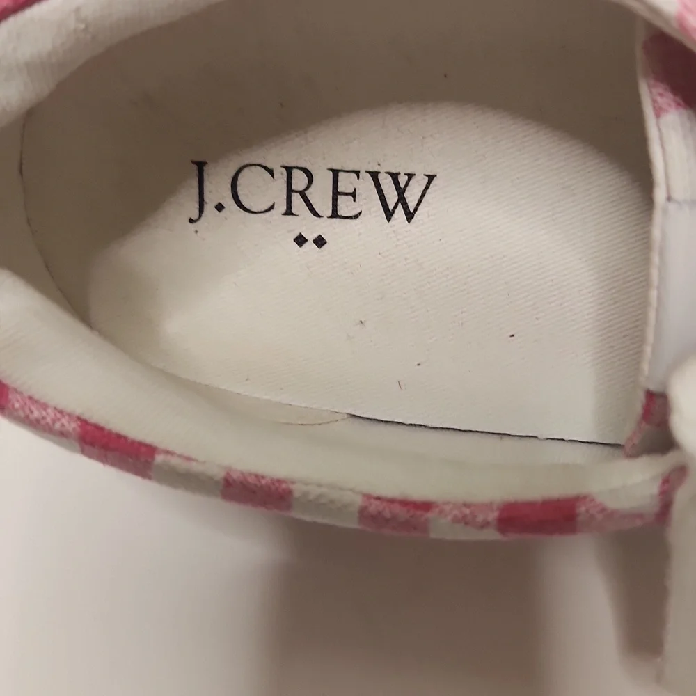 J.CREW Women's Pink and White Gingham Lace-Up 